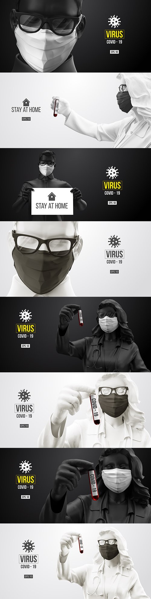 Coronavirus people in medical mask and virus protection