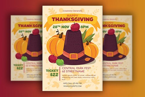 Thanksgiving Poster With Pilgrim Hat