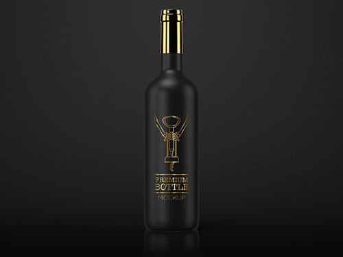 Premium Black Bottle Mockup on Black Background