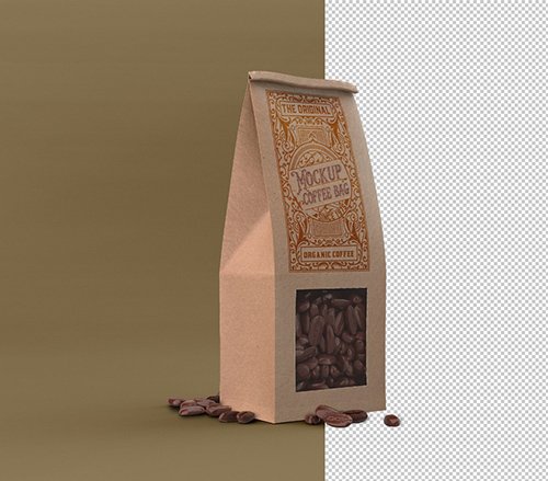 Paper Coffee Bag with Window Mockup