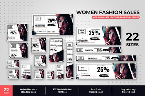 Womens Fashion Sales Web Ad Banners PSD