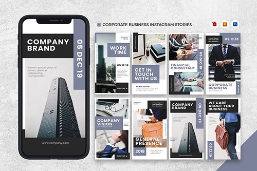 Corporate Business Instagram Stories AI and PSD