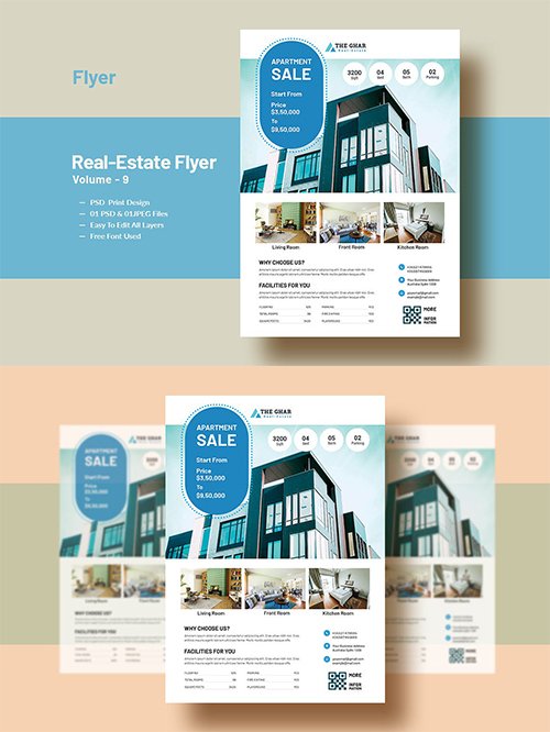 Real-Estate (Apartment Sales) Flyer PSD Template V-9
