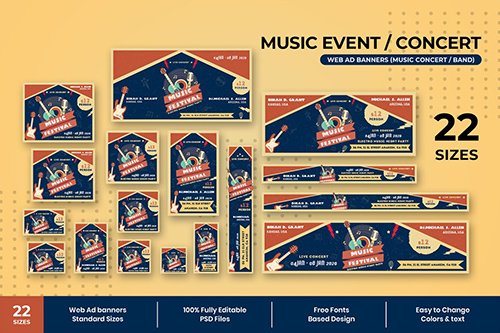 Music Event Web Ad Banners PSD