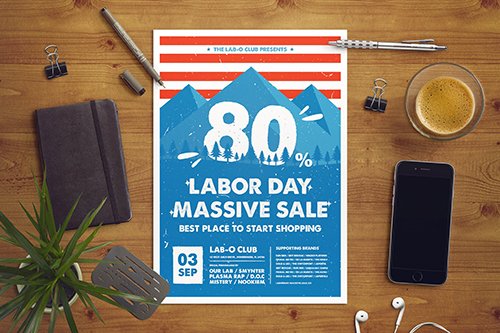 Labor Day Sale PSD and AI Flyer