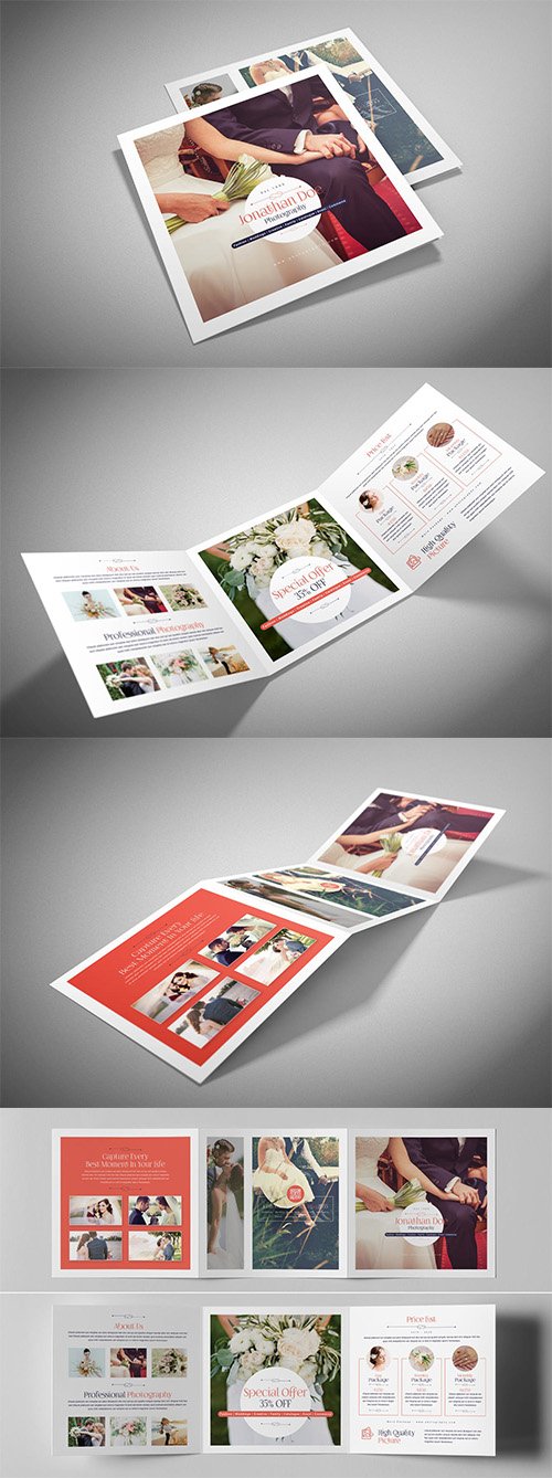 Photography Square Trifold PSD Brochure