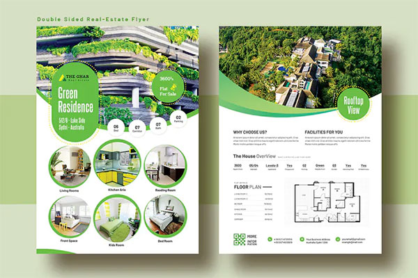 Double Sided Real Estate Flyer PSD Template V-8