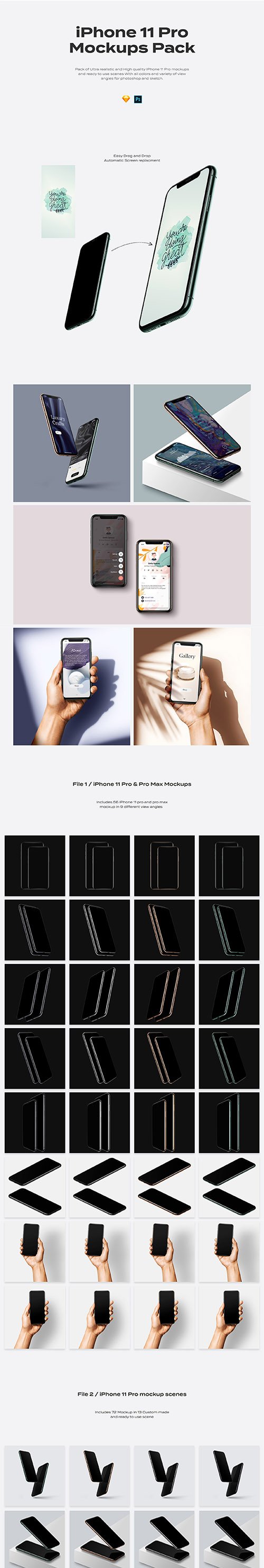 iPhone 11 pro device mockups PSD