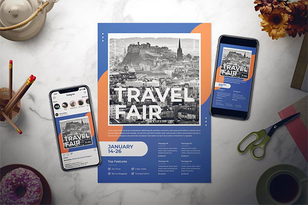 Travel Fair Flyer PSD and AI Set