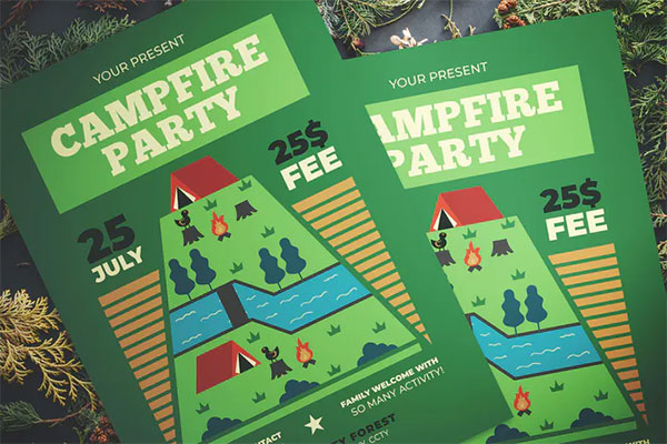 Campfire PSD and AI Flyer