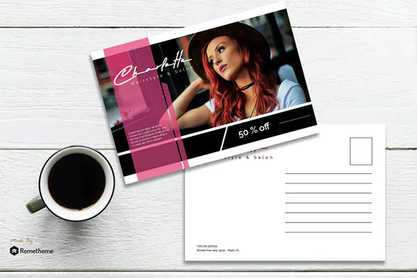 CHARLOTTE Hairstyle Postcard PSD Template