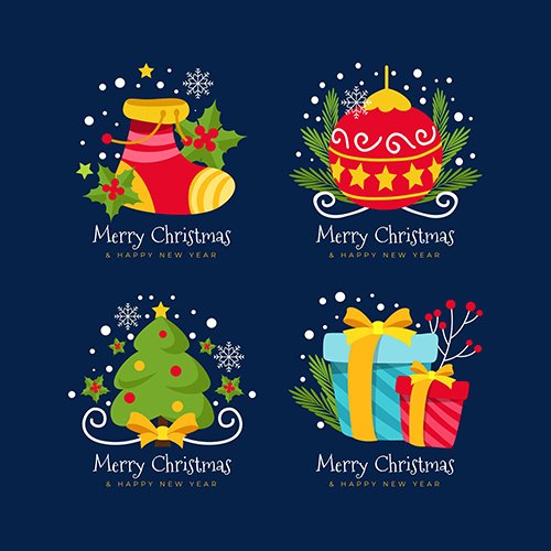 Flat Design Christmas Badge Collection