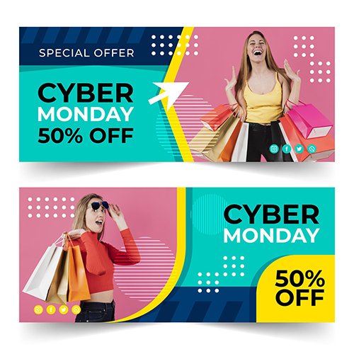 Flat Design Cyber Monday Banners