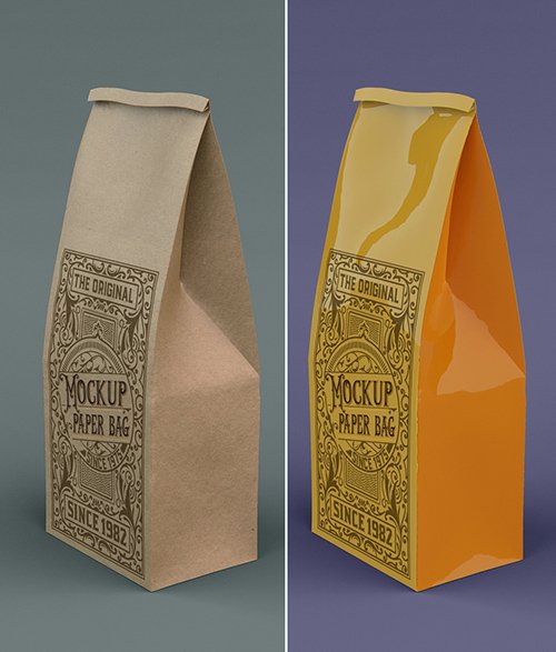 Kraft or Plastic Coffee Bag Mockup