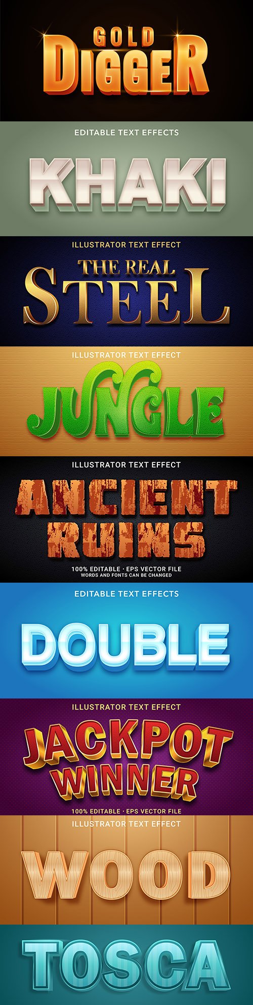 Editable font effect text collection illustration design 199
