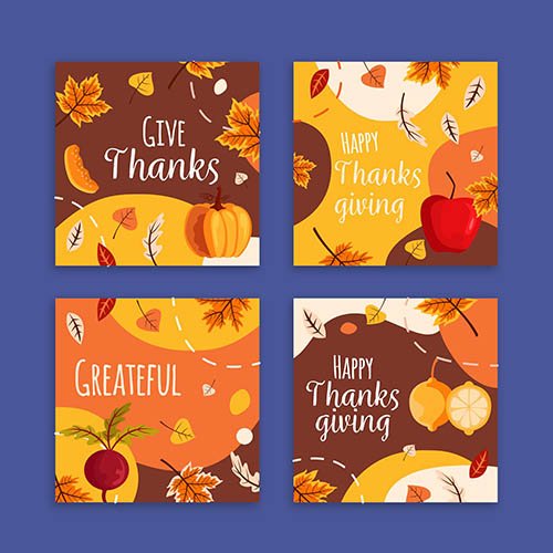 Flat Design Thanksgiving Instagram Post Collection
