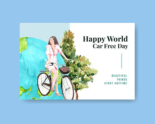 Facebook Template with World Car Free Day Concept Design