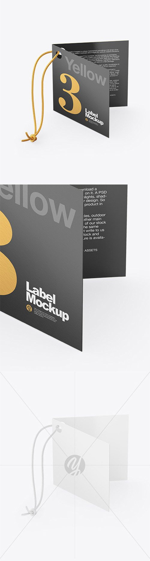 Textured Folded Label With Rope Mockup 66256