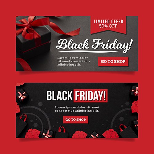 Flat Design Black Friday Banners Template