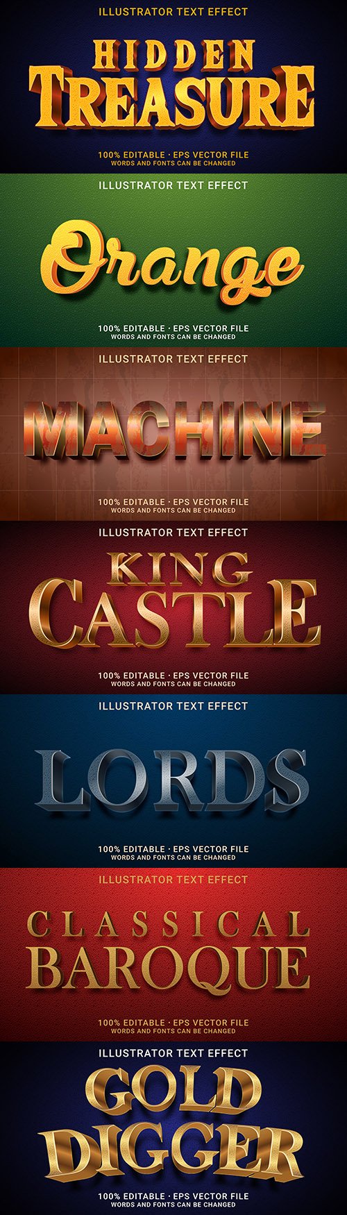 Editable font effect text collection illustration design 207