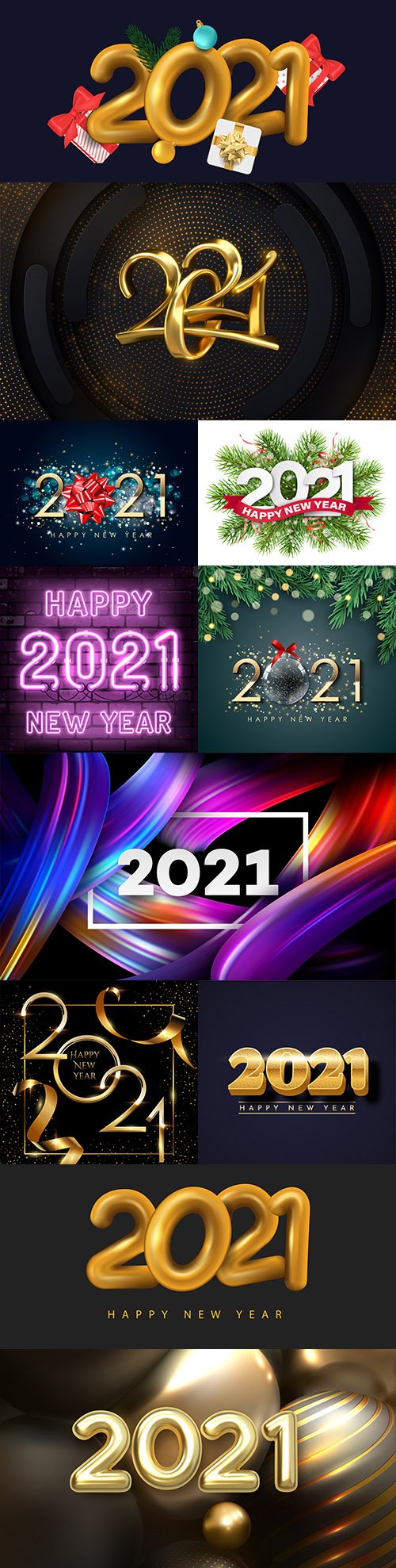 Happy New Year 2021 decorative design inscription