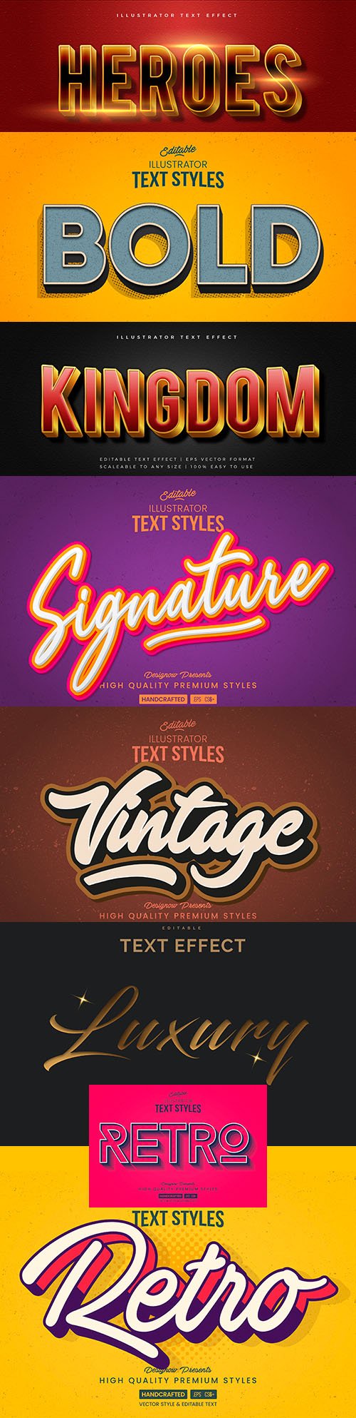 Editable font effect text collection illustration design 210