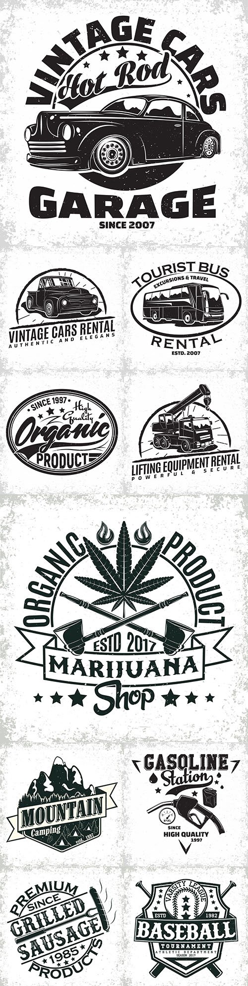 Vintage logo and grange printing emblem creative printing house