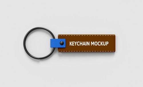 Leather keychain mockup
