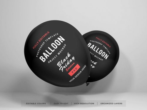 Realistic balloon black friday mockup