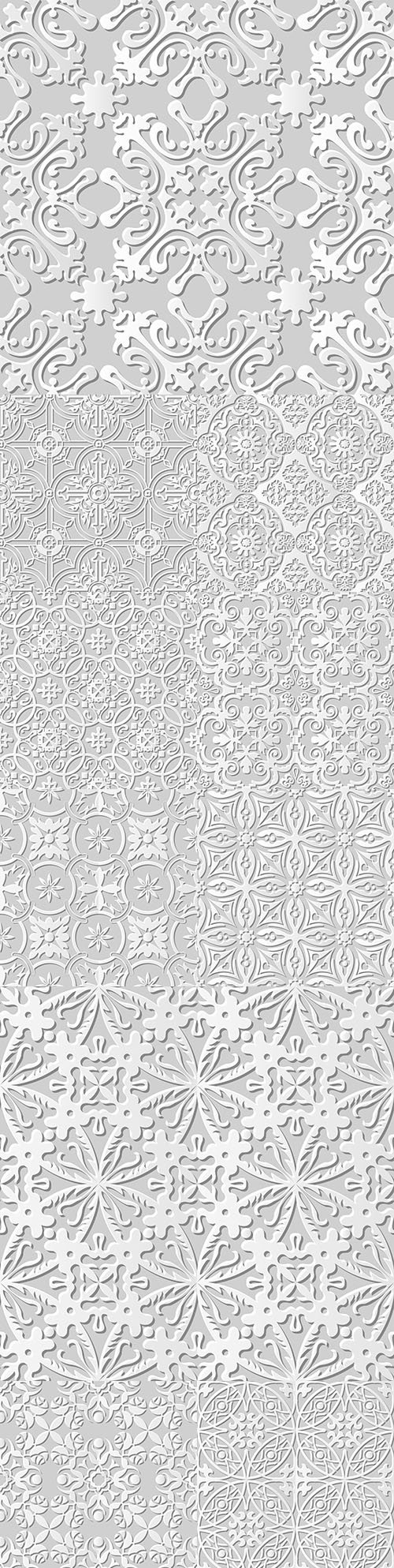 Damascus seamless 3d paper floral pattern