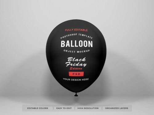Realistic balloon black friday mockup