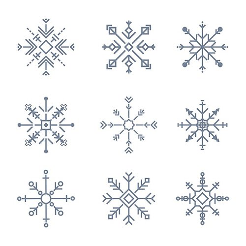 Illustration of cute snowflake icons 414933