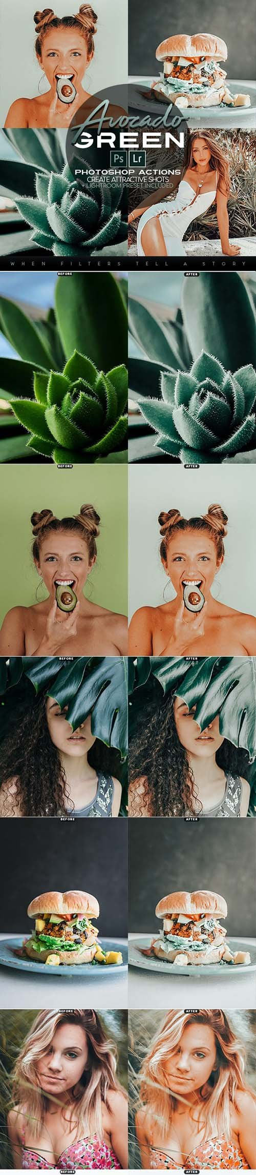 Avocado Green Photoshop Actions + LR Presets