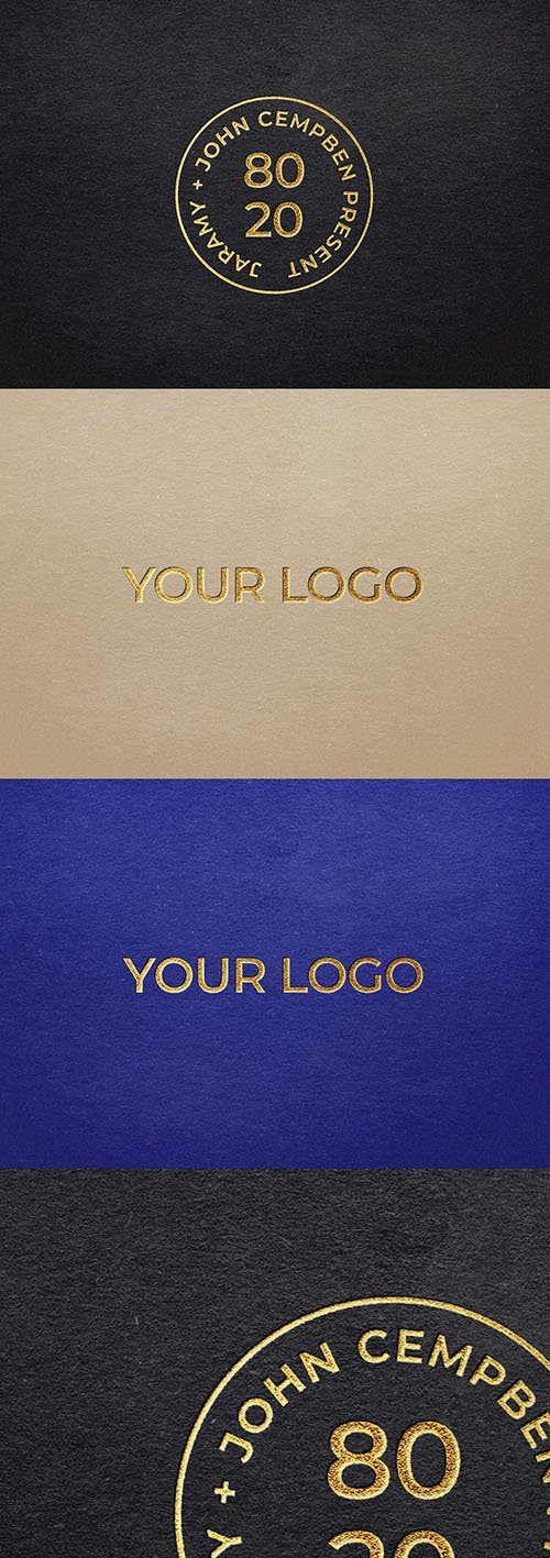 Gold Hot Foil and Paper Texture Effect Mockup