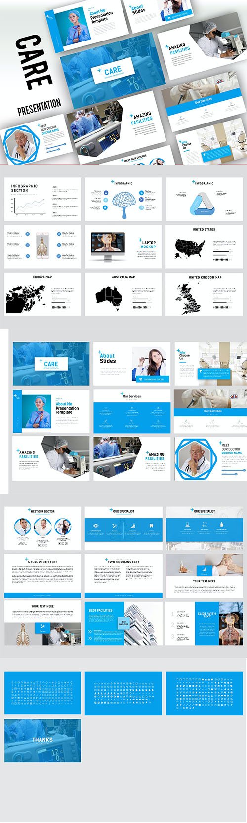 Care Medical PowerPoint, Keynote and Google Slides Template