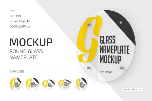 Round Glass Nameplate Mockup 5420957