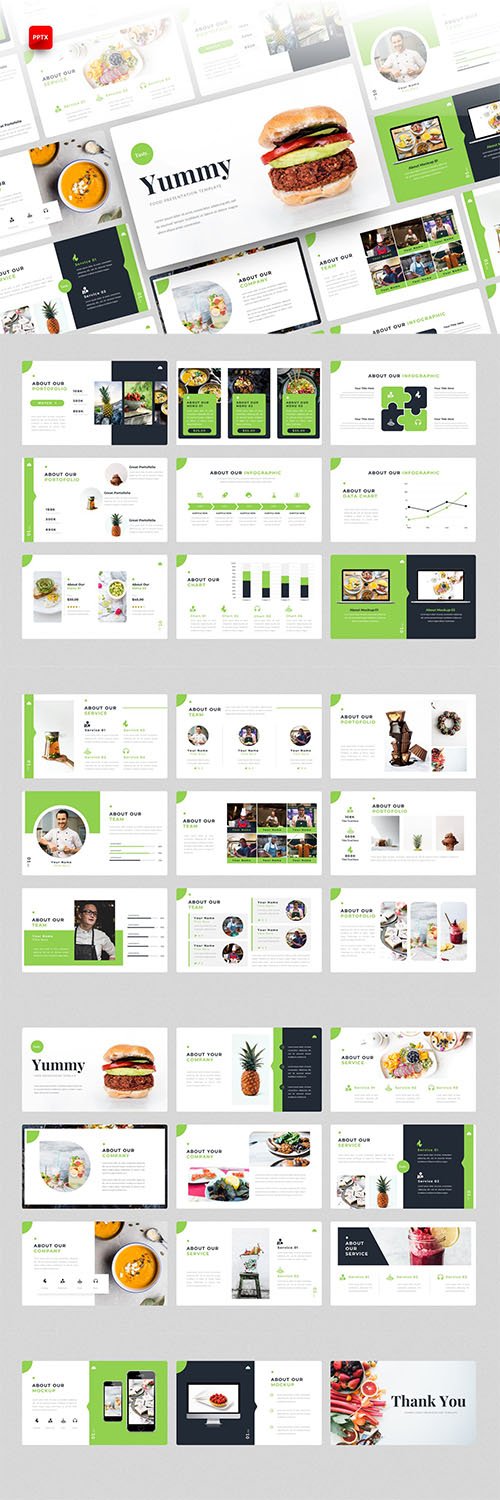 Yummy-Food PowerPoint, Keynote and Google Slides Template