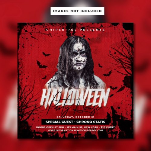 Halloween night party flyer template