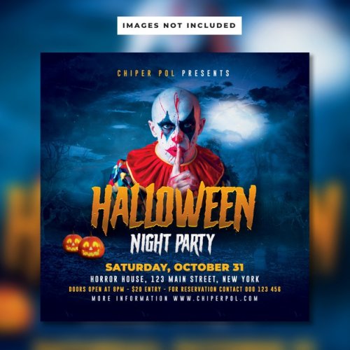 Halloween night party flyer template