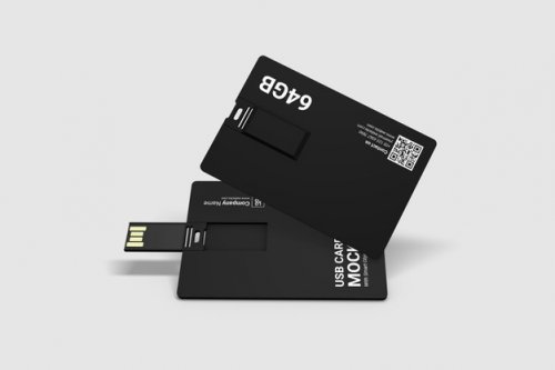 Close up on usb card mockup