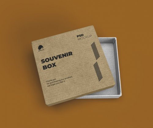 Souvenir box with opened lid mockup