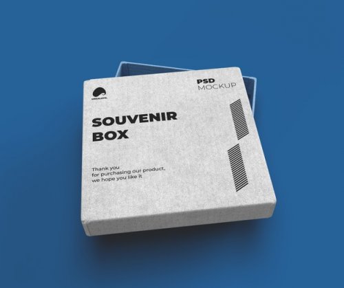 Souvenir box with opened lid mockup