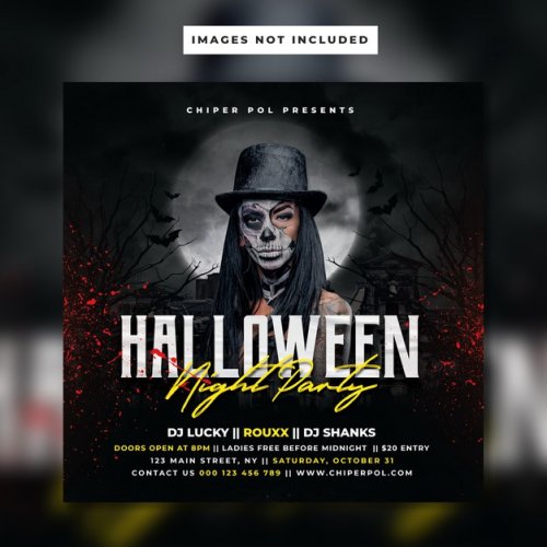 Halloween night party flyer template