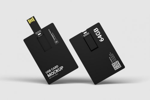 Close up on usb card mockup