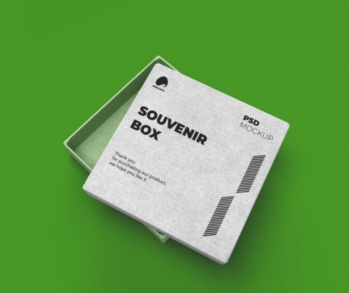 Souvenir box with opened lid mockup