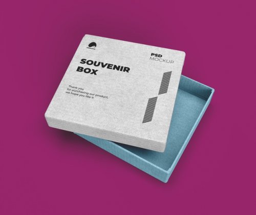 Souvenir box with opened lid mockup