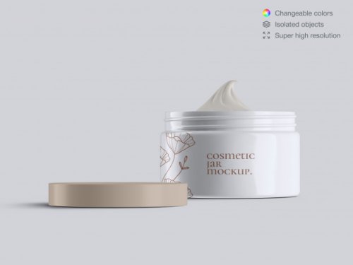 Plastic cosmetic face cream jars mockup