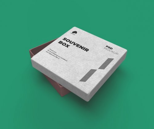 Souvenir box with opened lid mockup