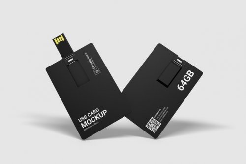 Close up on usb card mockup