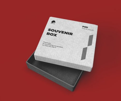 Souvenir box with opened lid mockup